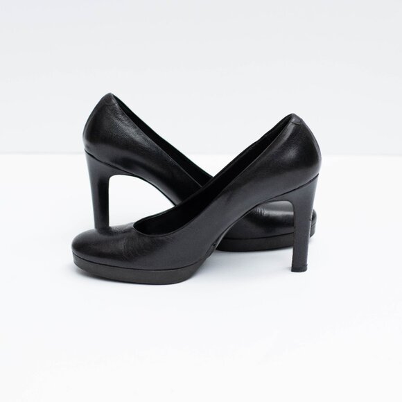 Via Spiga Platform Heels Women’s 6 Black Leather Pumps Made in Italy Career Goth - Picture 7 of 11